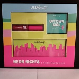 Ulta Beauty Neon Nights 3 Piece Makeup Set Shadow Palette Lipstick Highlighter